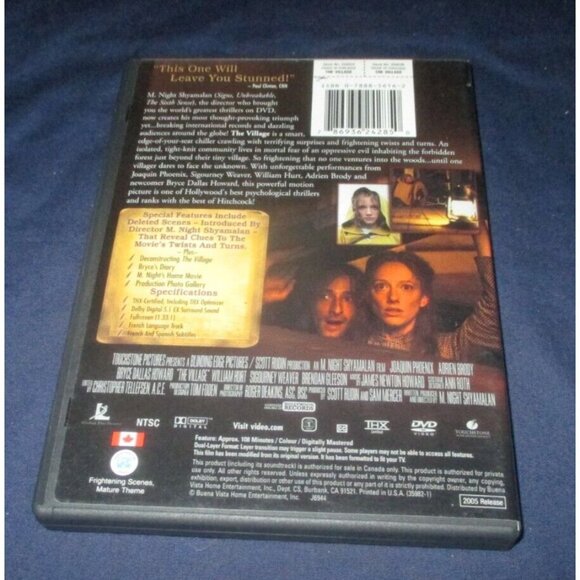 The Village (DVD, 2005, Canadian, Full Frame) - Picture 3 of 3